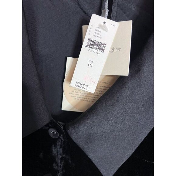 NWT Favorite Daughter The Dynasty Long Sleeve Velvet Shirtdress Black Mini Dress - Picture 10 of 12